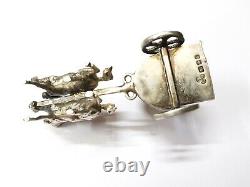 Ancien pendentif en argent sterling poinçonné représentant le dieu romain sur un chariot tiré par deux chevaux