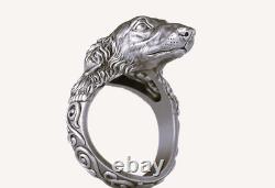 Anneau de chien Borzoi, Afghan Hound Vintage, Borzoi, Saluki, Argent Sterling 925