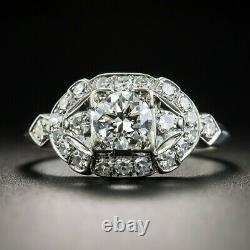 Antique 1.15ct Rond Diamant Vintage Art Déco Bague De Fiançailles Solide 925 Argent