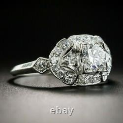 Antique 1.15ct Rond Diamant Vintage Art Déco Bague De Fiançailles Solide 925 Argent