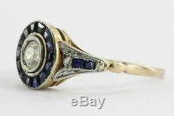 Antique 3tc Round Diamond Bezel Bague De Mariage Vintage 14k Or Jaune Fn