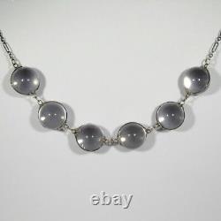 Antique Art Déco Sterling Silver Pools Of Light Rock Crystal Orb Collier