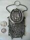 Antique Sterling Argent Châtelaine Hunting Scene 8 Tassel Chain Mail Coin Purse