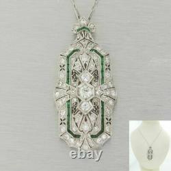Antique Victorien Édouardien Pendentif Incroyable 2,5ct Diamond 14k Or Blanc Sur