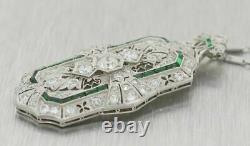 Antique Victorien Édouardien Pendentif Incroyable 2,5ct Diamond 14k Or Blanc Sur