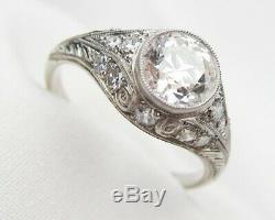 Antique Vintage Art Déco Bague De Fiançailles De Mariage 2ct Diamant Argent 925