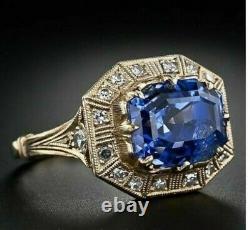 Antique Vintage Art Déco Bleu Saphir 2.55 Ct Diamond Promise Anneau 925 Argent 7