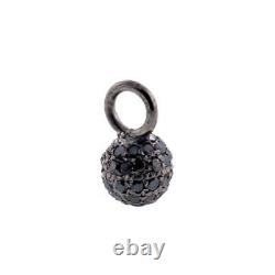 Apparence vintage Bijoux de charme en argent sterling 925 avec diamants noirs pavés de 0,4 ct - Cadeau