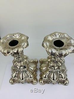 Argent Rococo Vintage Suédoise Sterling Bougie Bâton Jeu De 2