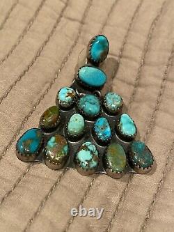 Argent Sterling Navajo Vintage Avec Boucles D’oreilles Turquoise Naturelles