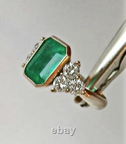 Art Déco 2.45 Ct Emerald Green Saphir Antique Vintage Bague De Fiançailles En Argent