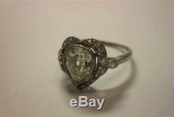 Art Déco Ct Pear Forme 2.88 Diamant Antique Vintage Mariage Bague Argent 925