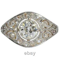 Art Déco Vintage 3.50ct Rond Diamant 925 Argent Sterling Anneau De Mariage Antique