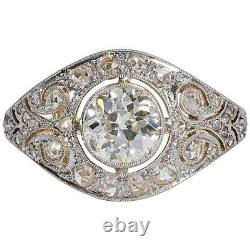 Art Déco Vintage 4.50ct Diamant Rond Argent 925 Antique Bague De Mariage