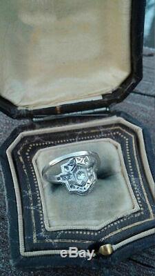 Art Déco Vintage Bague De Fiançailles De Mariage 1.5 Ct Diamant Bague En Or Blanc 14k Plus