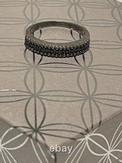 BAGUE VINTAGE EN ARGENT STERLING AVEC PIERRES NOIRES - TAILLE 8 - ÉTERNITÉ 3/4
