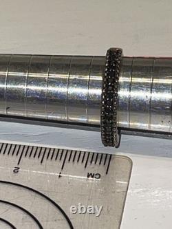 BAGUE VINTAGE EN ARGENT STERLING AVEC PIERRES NOIRES - TAILLE 8 - ÉTERNITÉ 3/4