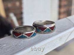 BAGUES EN ARGENT STERLING NAVAJO ZUNI VINTAGE (Lire la description)