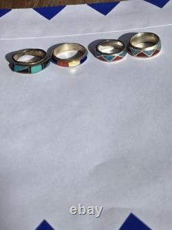 BAGUES EN ARGENT STERLING NAVAJO ZUNI VINTAGE (Lire la description)
