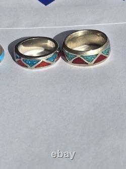 BAGUES EN ARGENT STERLING NAVAJO ZUNI VINTAGE (Lire la description)