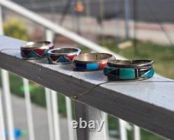BAGUES STERLING SILVER NAVAJO ZUNI VINTAGE (Lire la description)