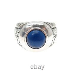 BASK Bague tressée en argent sterling 925 vintage avec véritable lapis lazuli, taille 10