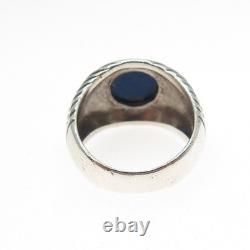 BASK Bague tressée en argent sterling 925 vintage avec véritable lapis lazuli, taille 10