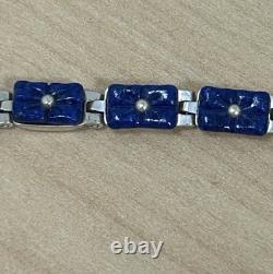 BRACELET RÉVERSIBLE RARE EN ARGENT STERLING 925 AVEC LAPIS LAZULI GRAVÉ À LA MAIN 8
