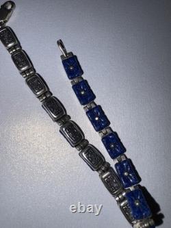 BRACELET RÉVERSIBLE RARE EN ARGENT STERLING 925 AVEC LAPIS LAZULI GRAVÉ À LA MAIN 8