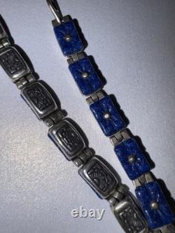 BRACELET RÉVERSIBLE RARE EN ARGENT STERLING 925 AVEC LAPIS LAZULI GRAVÉ À LA MAIN 8