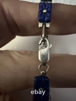 BRACELET RÉVERSIBLE RARE EN ARGENT STERLING 925 AVEC LAPIS LAZULI GRAVÉ À LA MAIN 8