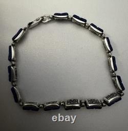 BRACELET RÉVERSIBLE RARE EN ARGENT STERLING 925 AVEC LAPIS LAZULI GRAVÉ À LA MAIN 8