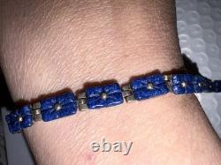 BRACELET RÉVERSIBLE RARE EN ARGENT STERLING 925 AVEC LAPIS LAZULI GRAVÉ À LA MAIN 8