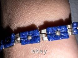BRACELET RÉVERSIBLE RARE EN ARGENT STERLING 925 AVEC LAPIS LAZULI GRAVÉ À LA MAIN 8