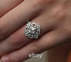 Bague Anniversaire Vintage en Argent Sterling 925 avec Moissanite Taille Asscher de 1,50 Ct