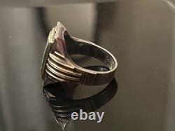 Bague Centurion en argent sterling 925 vintage et or 10 carats avec intaille sculptée, taille 9.5