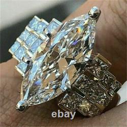 Bague De Fiançailles 3ct Marquise Cut Vvs1d Diamond Pour Femmes En Finition Or Blanc 14k