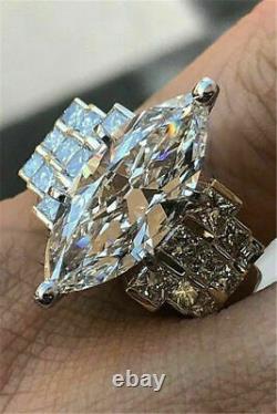 Bague De Fiançailles 3ct Marquise Cut Vvs1d Diamond Pour Femmes En Finition Or Blanc 14k