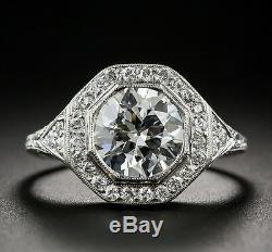 Bague De Fiançailles Avec Diamants Ronds Blancs Vintage Art Déco De 3,00 Ct En Or Blanc 14k
