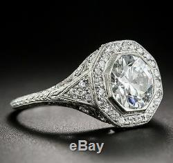 Bague De Fiançailles Avec Diamants Ronds Blancs Vintage Art Déco De 3,00 Ct En Or Blanc 14k