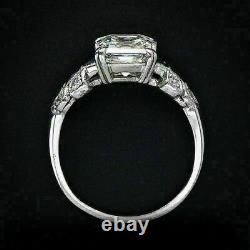 Bague De Mariage Art Déco Vintage Bague De Mariage 14k Or Blanc Over 3ct Asscher Diamond