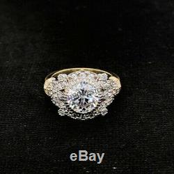 Bague De Mariage Art Déco Vintage En Or 14 Carats Edwardian Avec Un Diamant Blanc Rond De 1,55 Ct