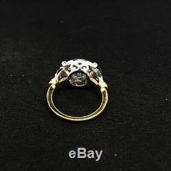 Bague De Mariage Art Déco Vintage En Or 14 Carats Edwardian Avec Un Diamant Blanc Rond De 1,55 Ct