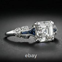 Bague De Mariage Vintage Art Déco Engagement 925 Sterling Silver 3ct Asscher Diamond
