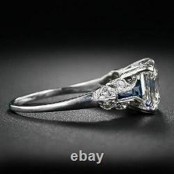 Bague De Mariage Vintage Art Déco Engagement 925 Sterling Silver 3ct Asscher Diamond