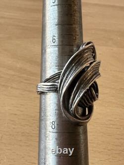 Bague Étirée en Argent Sterling 925 avec Design de Croissant Tourbillonnant Artistique Vintage