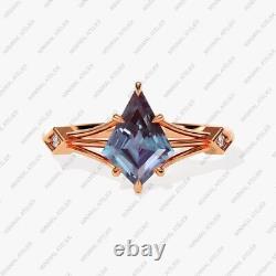 Bague Promesse Vintage Élégante Boho en Argent Sterling 925 avec Alexandrite CZ en Forme de Pentagone