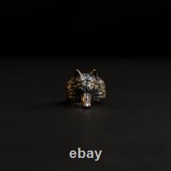 Bague Vintage Argent Sterling 925 Loup Vintage Bague Animale Bijoux pour Hommes