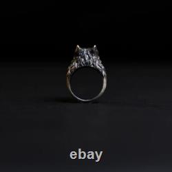 Bague Vintage Argent Sterling 925 Loup Vintage Bague Animale Bijoux pour Hommes