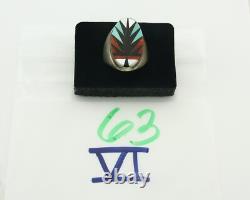 Bague Zuni Vintage 925 Argent Authentique Pierre Précieuse Naturelle Fait Main Taille 11.75